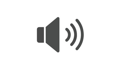 Simple gray speaker icon emitting sound waves on a white background, representing audio or volume control.