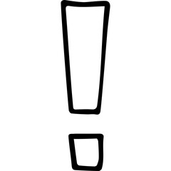 Hand Drawn Exclamation Mark Symbol On Transparent Background Simple Outline Design Element