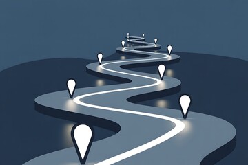 Chart your course to success with this winding path illustration, perfect for visualizing business milestones, strategic planning, and navigating complex journeys