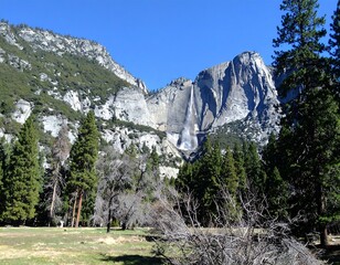 Yosemite Valleys Majestic Granite Cliffs and Lush Greenery.