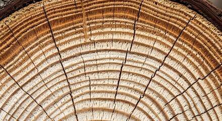 Naklejka premium Natural texture of tree rings from cross section of timber log for environmental studies and design