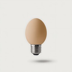 Egg shaped light bulb minimal creative idea on white background