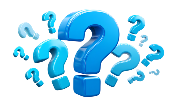 Multiple Blue Question Marks Floating Rendered 3D Illustration Inquiries Pondering Decision Making Uncertainty