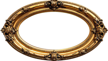 Ornate gold oval frame, heavily textured, with detailed flourishes