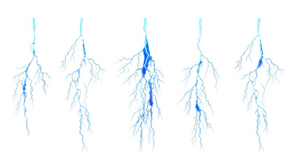 Blue, branching patterns resembling lightning or tree roots
