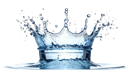 Water crown, droplet splash. Isolated against black background