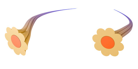 A 3D render of abstract, curved tubes with a pastel gradient. The flower-shaped cross-section and dramatic flow create a unique, dynamic sculptural graphic