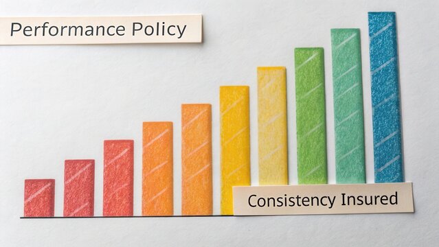 Colorful Bar Graph Illustrating Performance Policy and Consistency Insured for Business Growth and Analysis Concepts