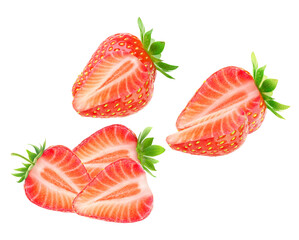 halved strawberries displaying vibrant color and appealing texture, embody healthy eating, summer treats, and sweet indulgence for recipe sites