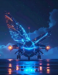 Concept Art of Bioluminescent Airplane