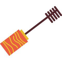 Hand Drawn Mascara Wand Brush With Textured Orange Cylinder And Yellow Accent Isolated On White Background