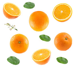assorted oranges with leaves and blossoms offer a fresh, natural citrus vibe for healthy eating, vibrant lifestyle, and culinary publications