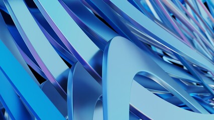 Obraz premium Abstract blue metallic waves 3d, background, texture abstract