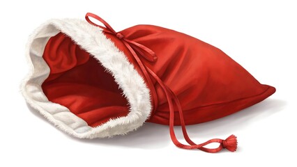 Open Red Santa Claus Bag with White Fur Trim christmas