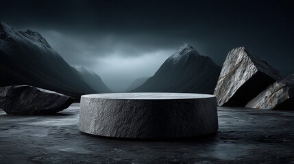 Black marble e-commerce product display stand background design material image