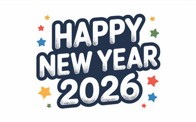 Happy new year 2026 with colorful stars