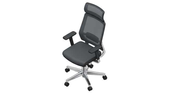 3d icon of ergonomic office chair with adjustable headrest isolated on transparent background for comfortable work