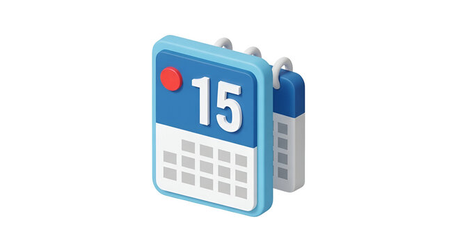 3d icon of isometric calendar on transparent background, a tool for organizing and scheduling appointments and important dates