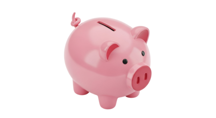 3d icon of pink piggy bank for saving money isolated on transparent background