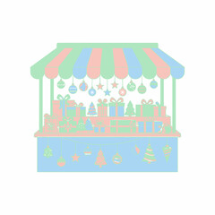Obraz premium Festive Christmas Market Stall with Gifts and Decorations.