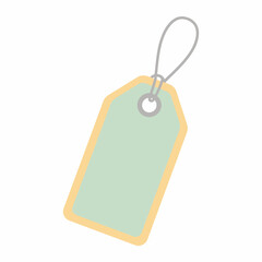Mint Green Price Tag with Yellow Border and Gray String.