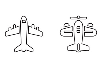 airplane with two wings line icon vector, airplane line art icon vector illustration