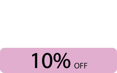Modern white and pink discount label showing ten percent off text on transparent background for sales design, Black color ten percent text.