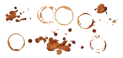 Coffee stains set collection on white. Coffee cup stain isolated.