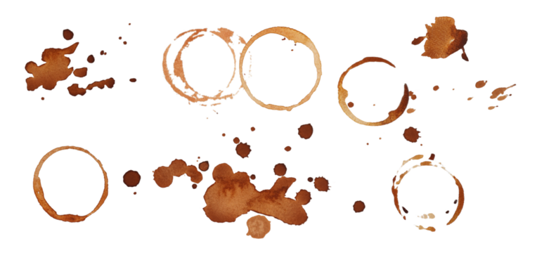 Coffee stains set collection on white. Coffee cup stain isolated.