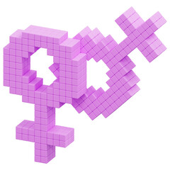 Fototapeta premium 3D Pixel Lesbian Icon