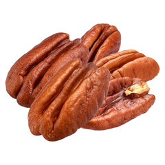 inviting studio shot featuring a small pile of pecan nuts, highlighting their rich texture and warm color for health food and autumnal recipe.