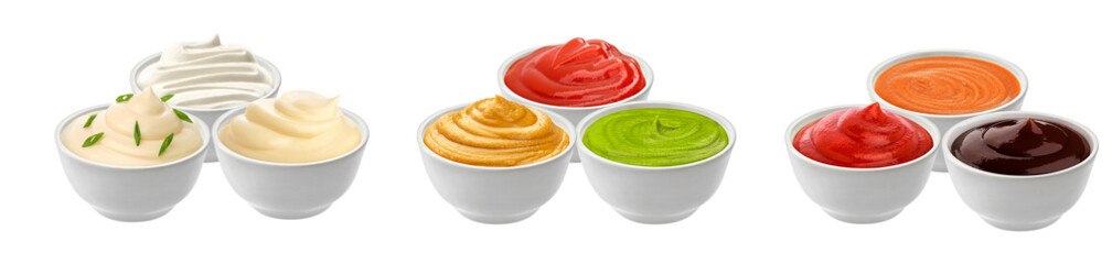 array of culinary sauces displaying diverse flavors and ingredients, perfect for enriching food-themed presentations or highlighting restaurant menus