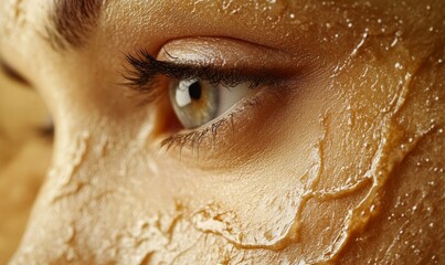 Close-up of skin showing pores, fine lines, and wrinkles, highlighting beauty treatments and skin health. The image captures the details of facial care, ideal for skincare promotions, Generative AI