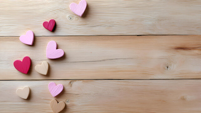 pink rose petals on wooden background