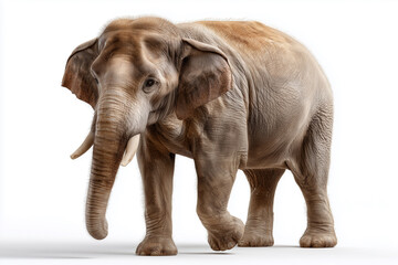 Fototapeta premium Realistischer Elefant auf weißem Hintergrund – Symbol für Stärke und Weisheit