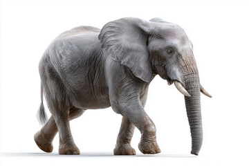 Obraz premium Realistischer Elefant auf weißem Hintergrund – Symbol für Stärke und Weisheit
