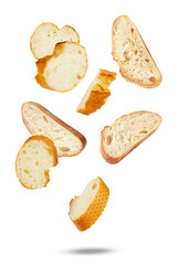 capturing fresh artisan bread slices in mid-air, symbolizing culinary creativity, dynamic food presentation, and healthy eating for restaurant visuals and cooking blogs