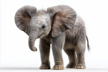 Obraz premium Süßes Elefantenbaby auf weißem Hintergrund – Symbol für Sanftheit und Schutz