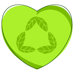 Heart recycle symbol illustration isolated on transparent png.