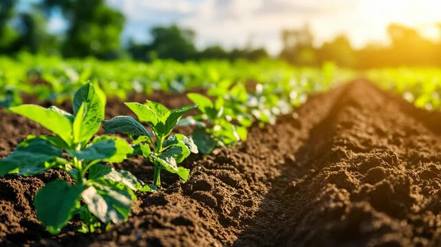 selective focus agricultural land in early spring preparation &ndash;