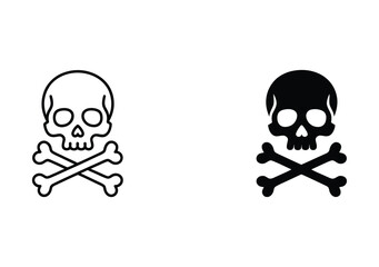Iconic Skull and Crossbones Duo for Halloween Designs and Pirate Themes, Danger Symbolism and Toxic Warnings, Gothic Style and Spooky Elements
