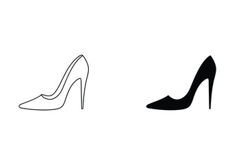 Elegant high heel shoe outline and silhouette for fashion illustrations and sophisticated designs, perfect for style guides and minimalist branding, reflecting modern chic and feminine grace