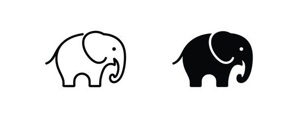 Adorable elephant icon set, perfect for adding a touch of whimsical charm to your designs, use these cute animal illustrations to add a playful feel for branding and creative projects