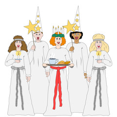 Lucia, a swedish tradition celebrated the 13th of December. Vector Illustration