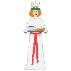 Lucia, a swedish tradition celebrated the 13th of December. Vector Illustration