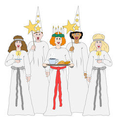 Lucia, a swedish tradition celebrated the 13th of December. Vector Illustration