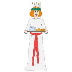 Lucia, a swedish tradition celebrated the 13th of December. Vector Illustration