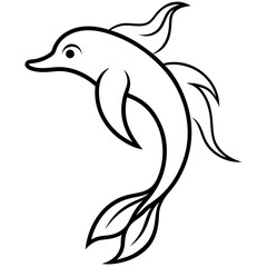 Outline drawing of a dolphin animal on transparent background