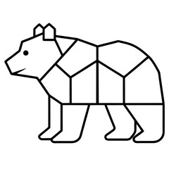 Geometric bear outline illustration on transparent background