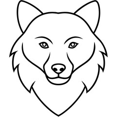 Outlined drawing of a wolf's head on transparent background